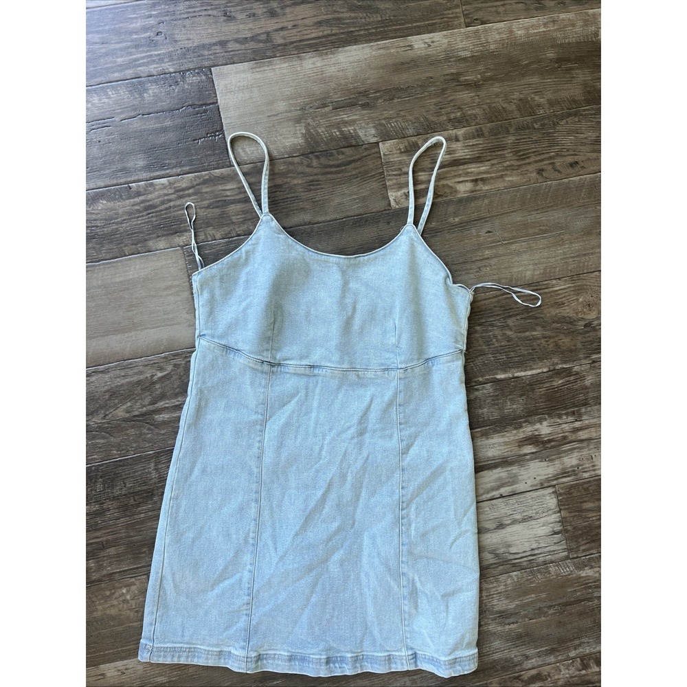 Lone Star Denim Mini Dress Size XL Blue Spaghetti Stretch‎ Y2K Style Country